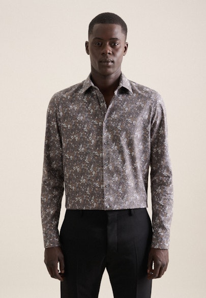 Slim Business Hemd Druck in Grau |  Seidensticker Onlineshop