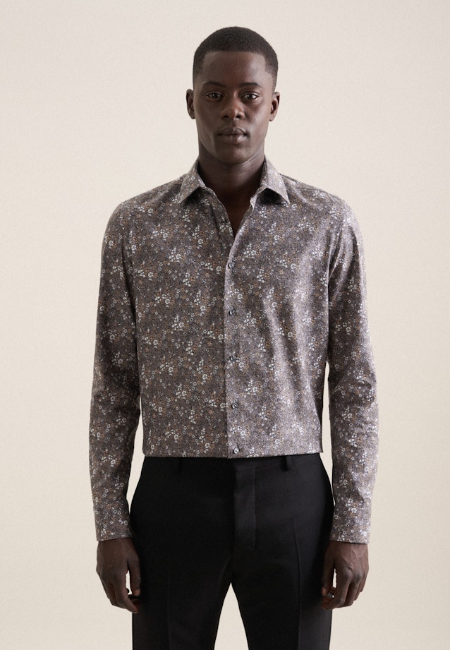 Slim Business Hemd Druck in Grau |  Seidensticker Onlineshop