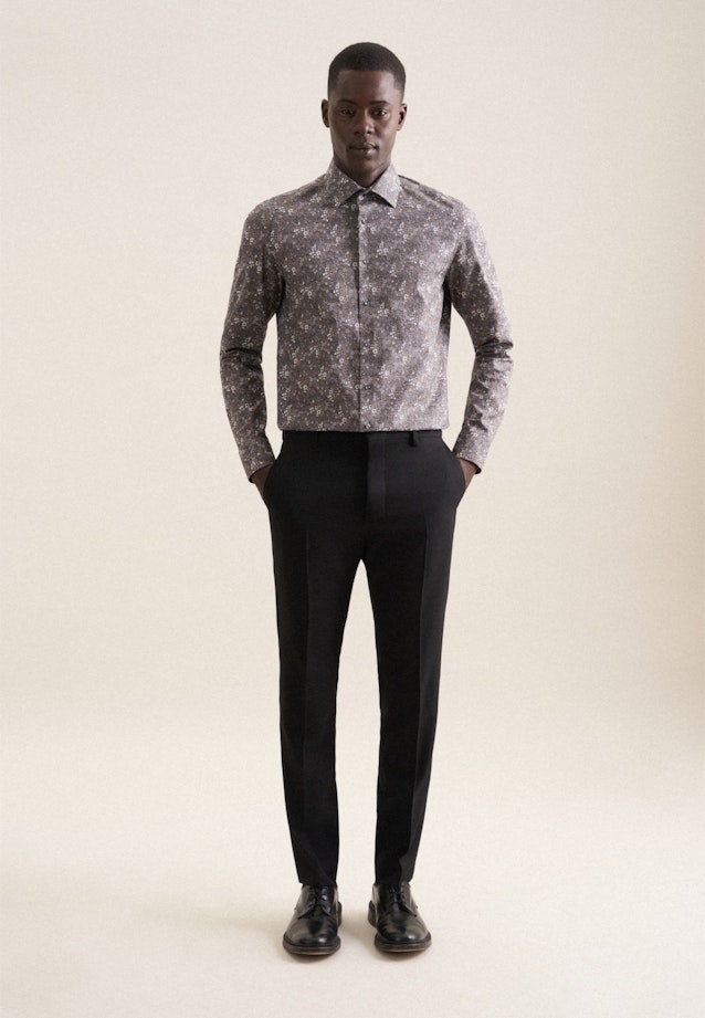 Slim Business Hemd Druck in Grau |  Seidensticker Onlineshop