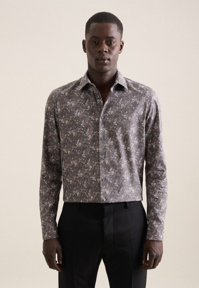 Shaped Business Hemd Druck in Grau | Seidensticker Onlineshop