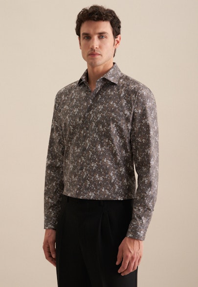 Regular Business Hemd Druck in Grau |  Seidensticker Onlineshop