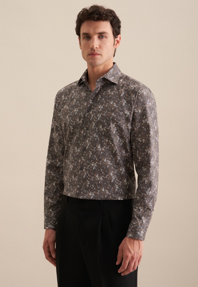 Regular Business Shirt Print in Grey | Seidensticker online shop