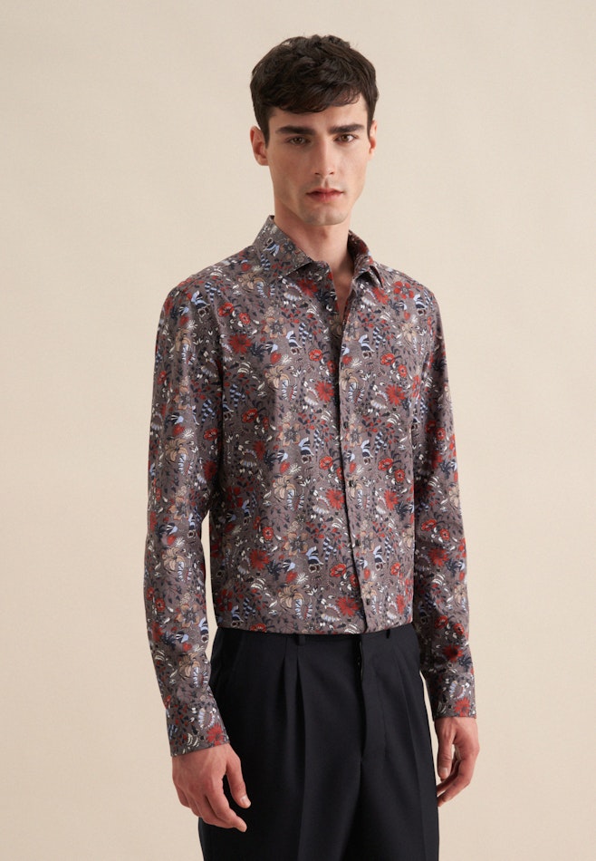 Shaped Business Hemd Druck in Grau | Seidensticker Onlineshop