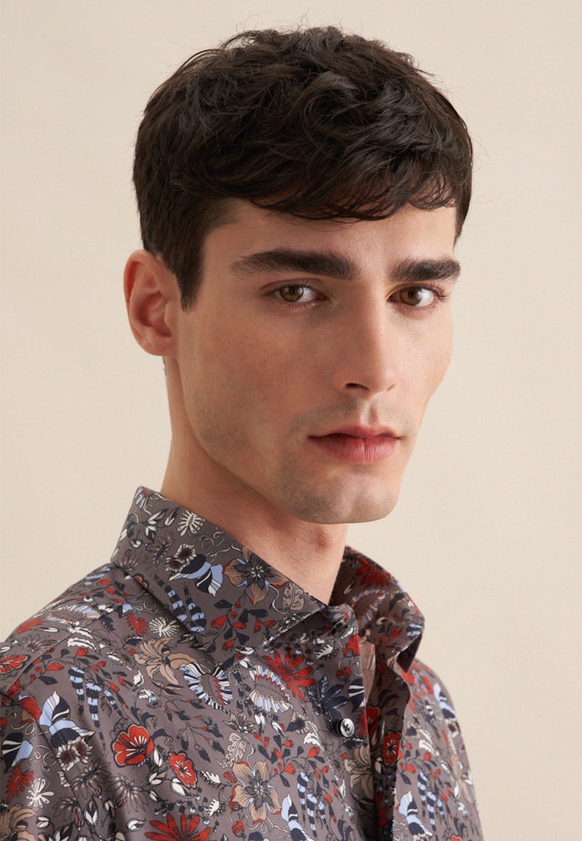 Shaped Business Hemd Druck in Grau |  Seidensticker Onlineshop