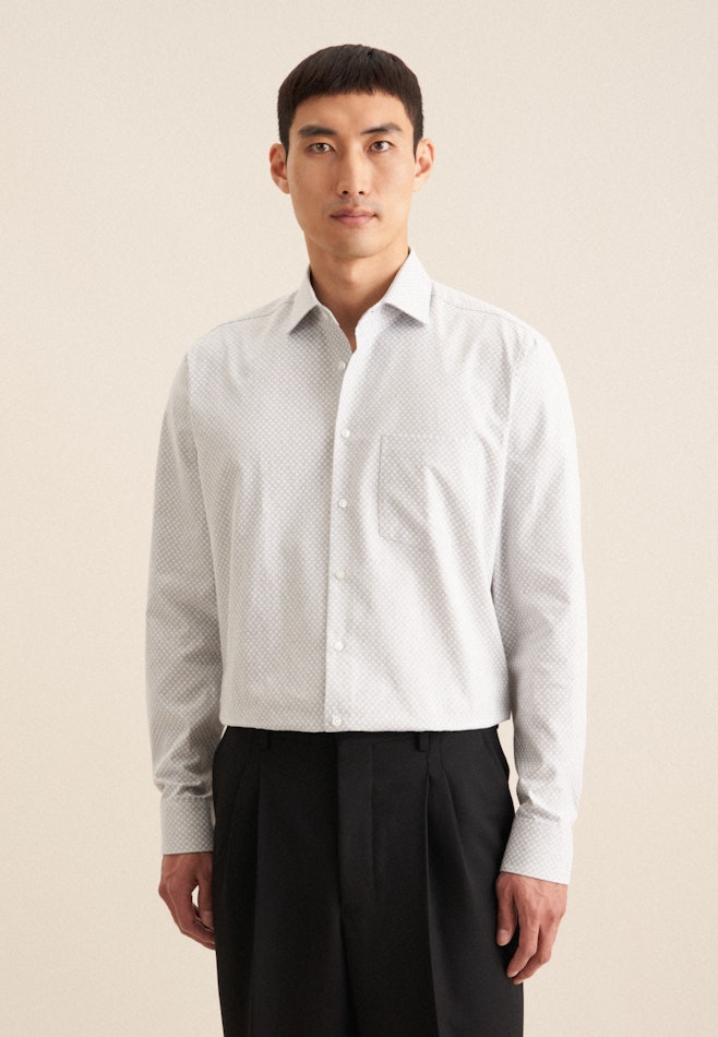 Regular Flanellhemd Druck in Grau | Seidensticker Onlineshop