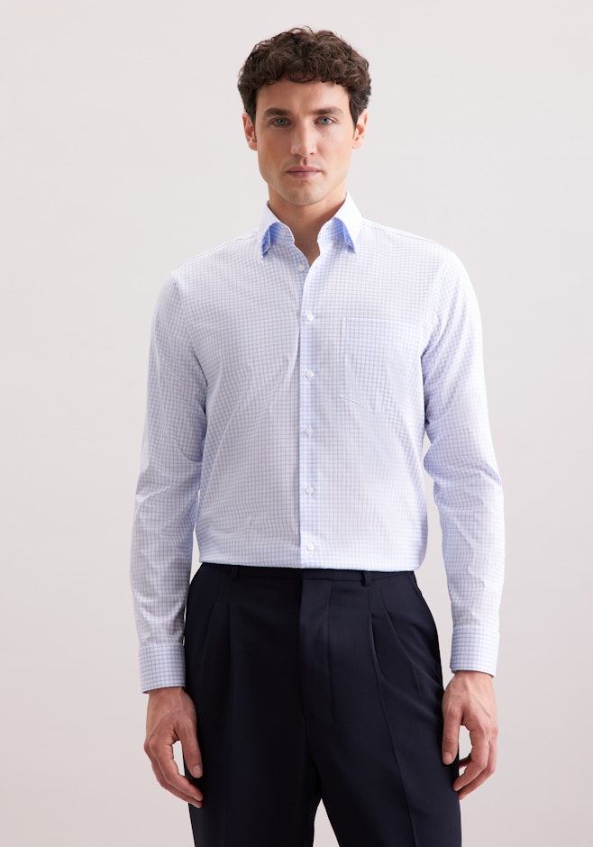 Regular Chemise d'affaires carreaux dans Bleu Clair | Boutique en ligne Seidensticker