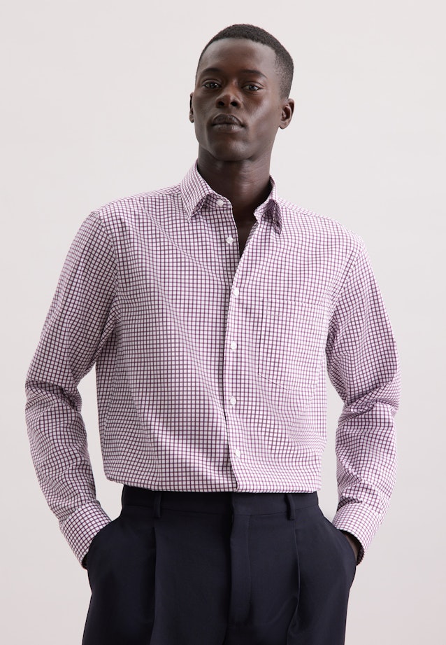 Regular Business shirt Check in Lila |  Seidensticker Onlineshop