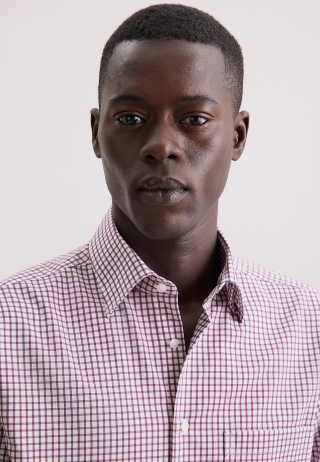 Regular Business shirt Check in Lila |  Seidensticker Onlineshop