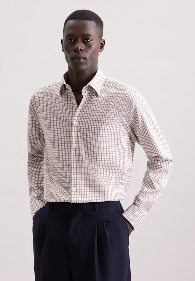 Regular Chemise d'affaires carreaux dans Marron | Boutique en ligne Seidensticker