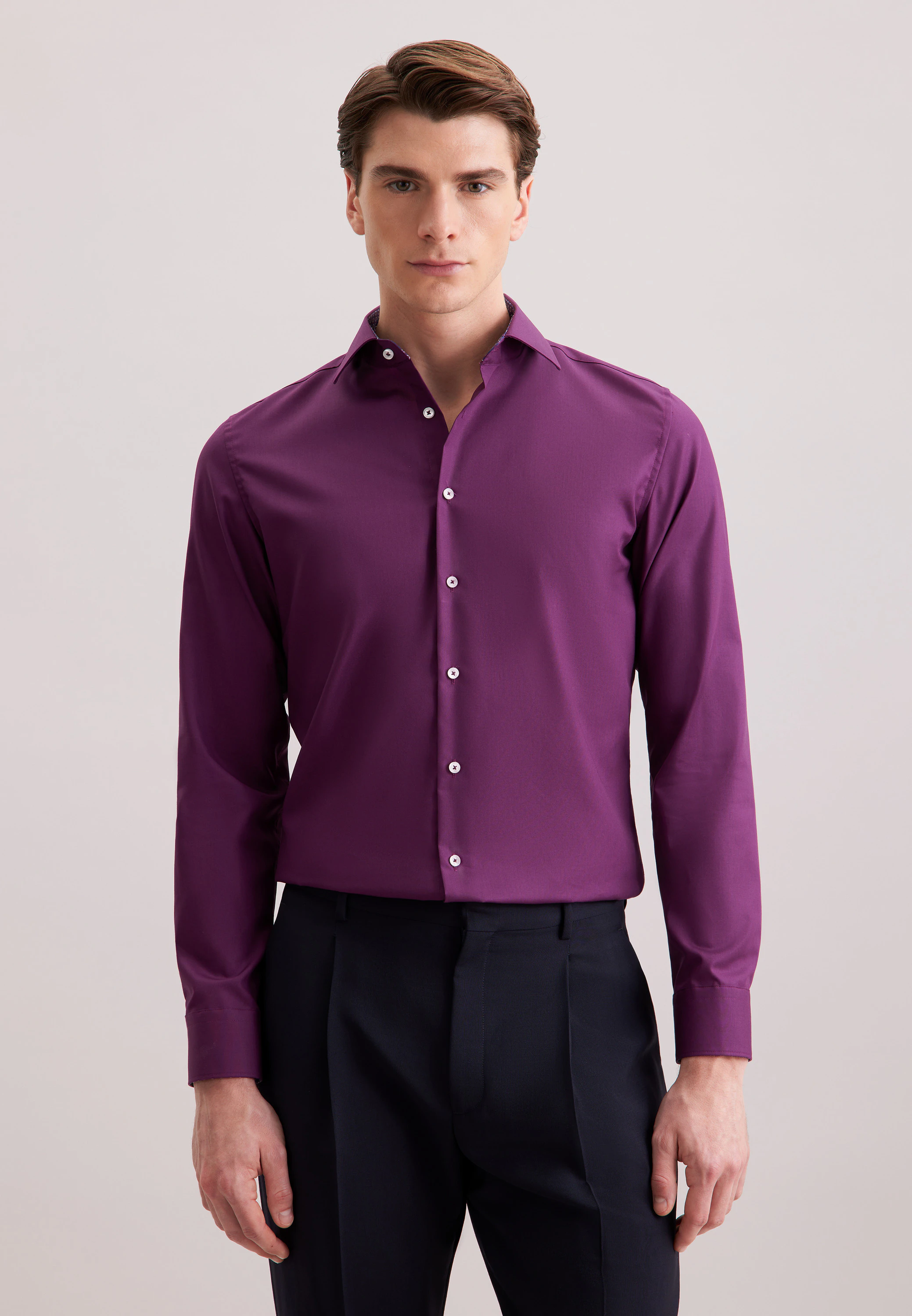 Slim Business Hemd Uni Lila 44