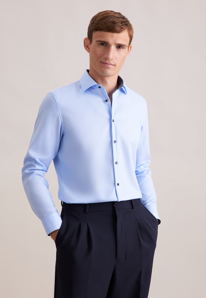 Slim Business shirt Uni in Mittelblau | Seidensticker online shop