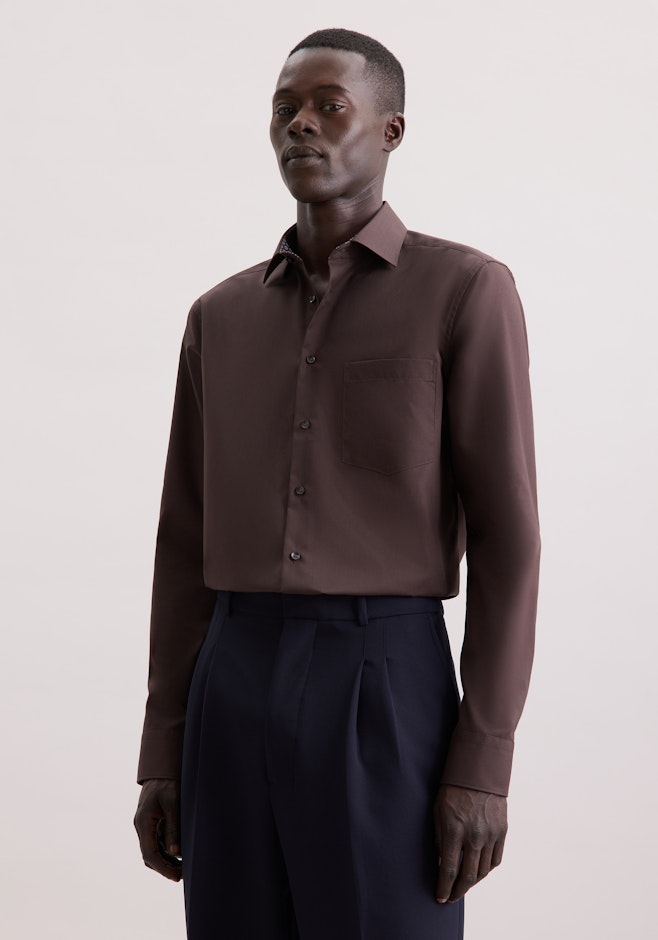 Regular Chemise d'affaires Uni dans Marron | Boutique en ligne Seidensticker