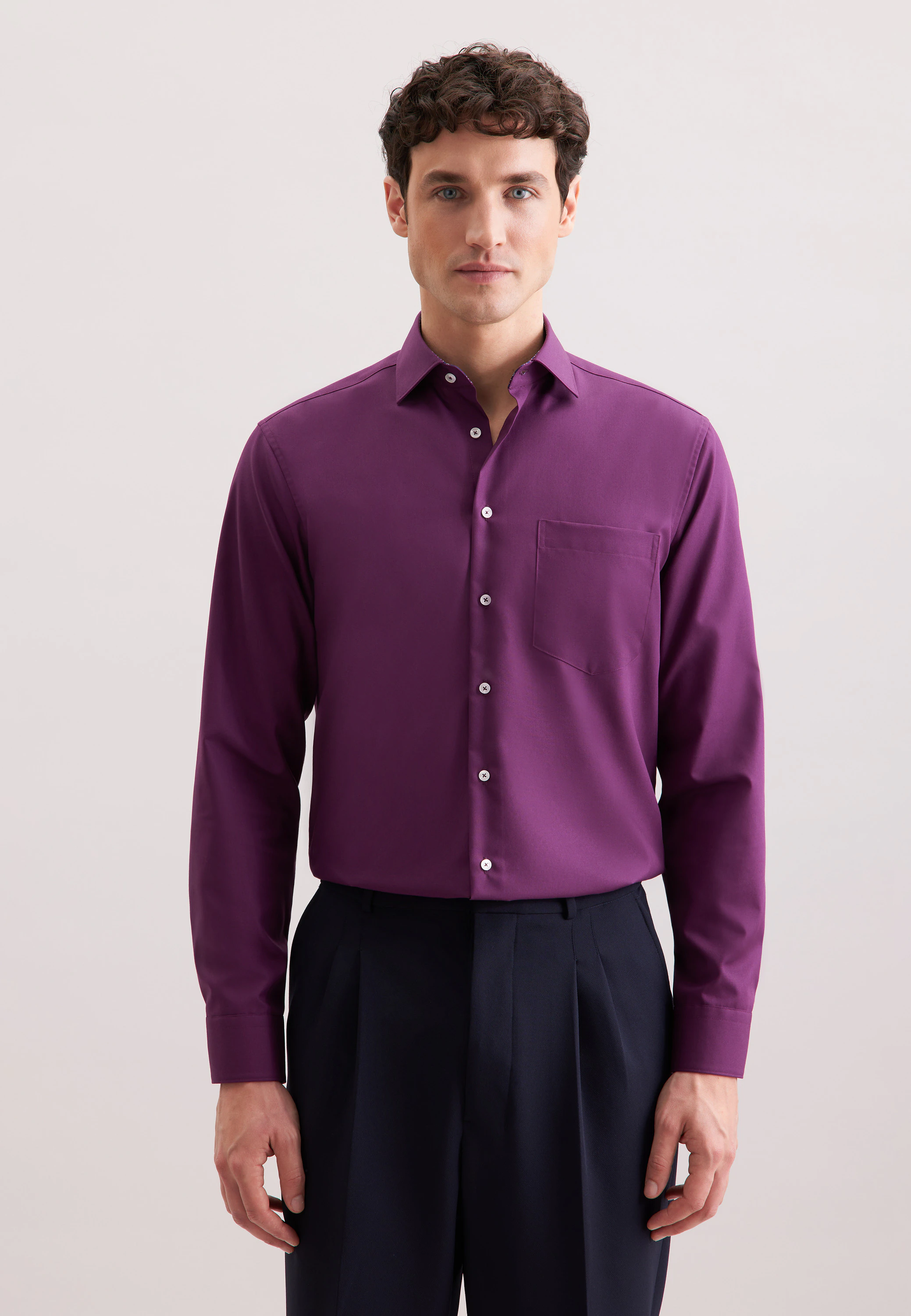 Regular Business Hemd Uni Lila 42