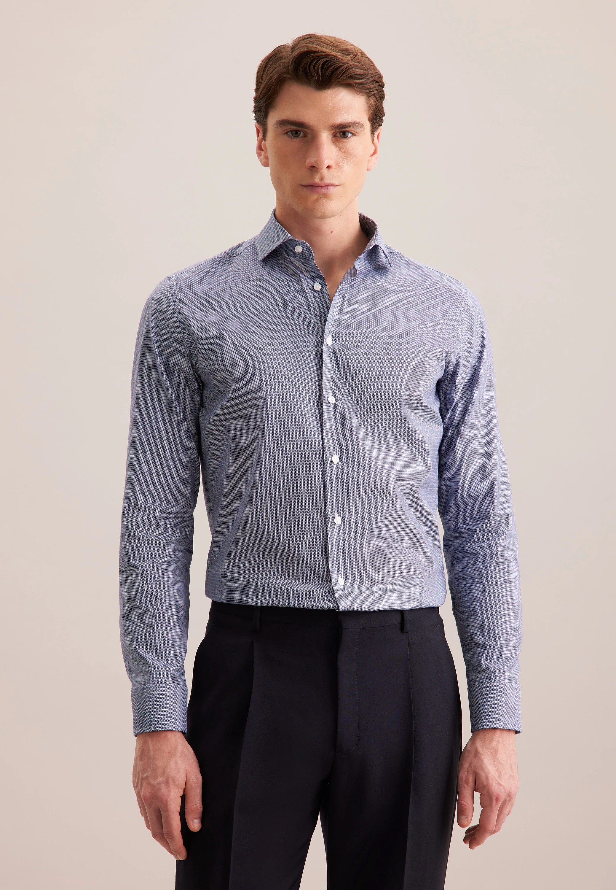 X-Slim Business Hemd Druck Blau 41