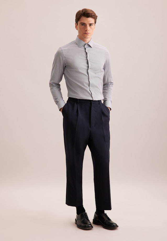 Shaped Business Hemd Druck in Dunkelblau |  Seidensticker Onlineshop