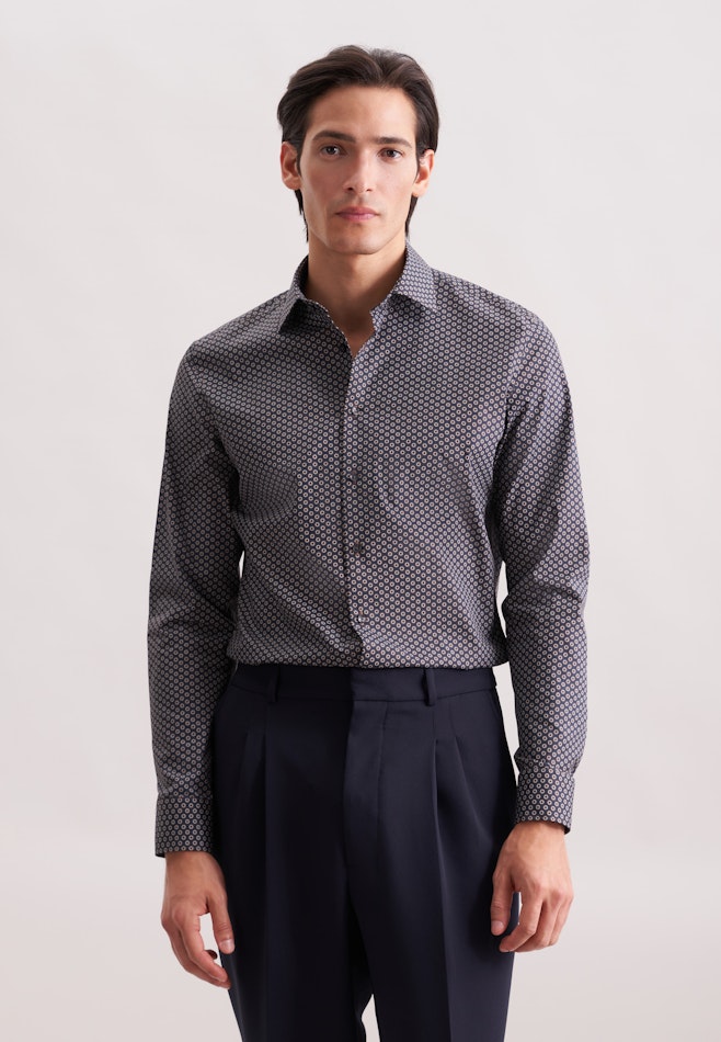 Shaped Business Hemd Druck in Braun | Seidensticker Onlineshop