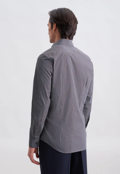 Shaped Business Hemd Druck in Braun |  Seidensticker Onlineshop