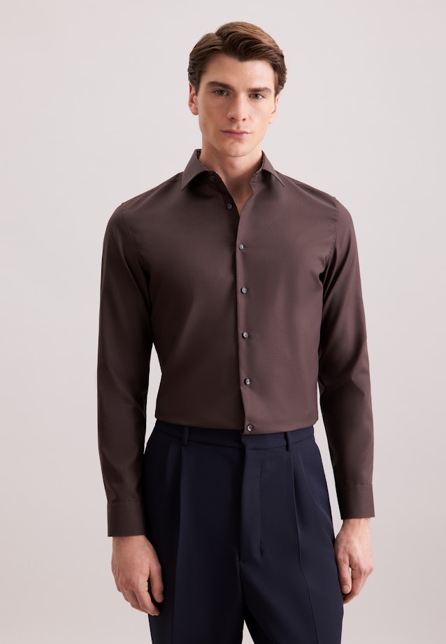 Shaped Business shirt Uni in Braun |  Seidensticker Onlineshop