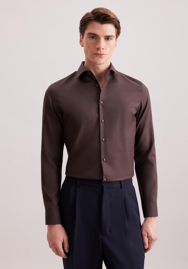 Shaped Business shirt Uni in Braun | Seidensticker online shop