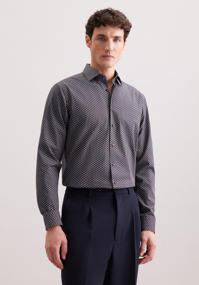 Comfort Business Hemd Druck in Braun | Seidensticker Onlineshop