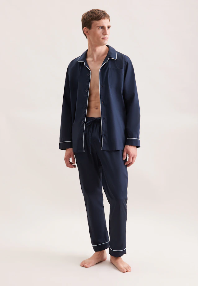 Regular Pyjama Uni in Bleu Foncé |  Seidensticker Onlineshop