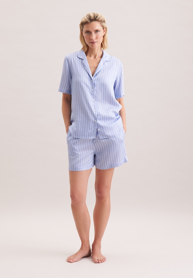 Regular Pyjama Gestreift in Mittelblau | Seidensticker Onlineshop
