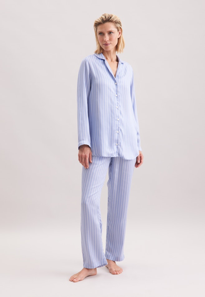 Regular Pyjama Gestreift in Mittelblau | Seidensticker Onlineshop