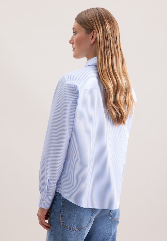 Hemdbluse mit abnehmbarer Schluppe aus Baumwolltwill in Hellblau | Seidensticker Onlineshop