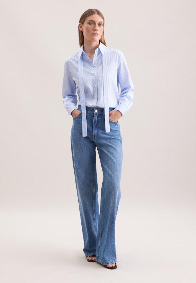 Hemdbluse mit abnehmbarer Schluppe aus Baumwolltwill in Hellblau |  Seidensticker Onlineshop