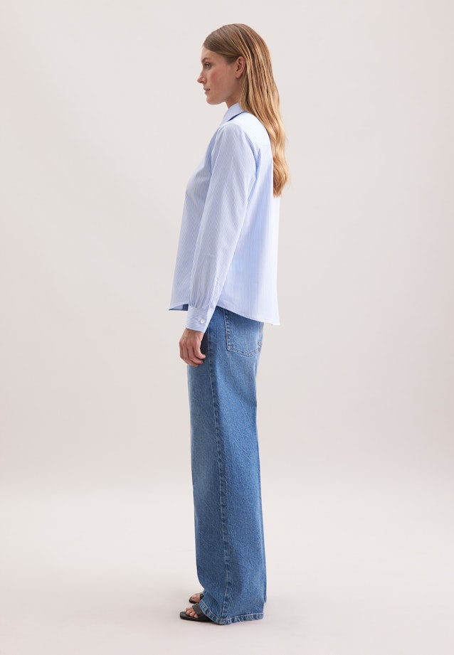 Hemdbluse mit abnehmbarer Schluppe aus Baumwolltwill in Hellblau |  Seidensticker Onlineshop