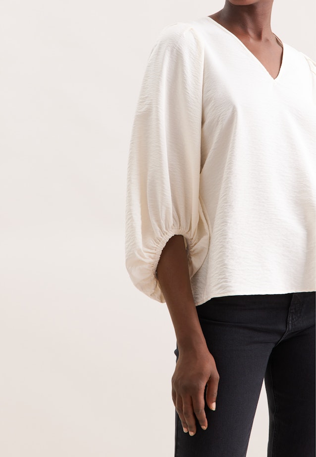 Blusenshirt mit Volumenärmel aus strukturierter Viskose in Weiß |  Seidensticker Onlineshop