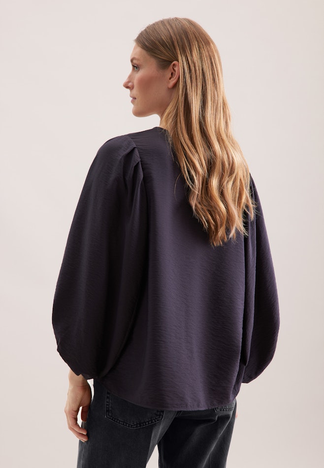 Blusenshirt mit Volumenärmel aus strukturierter Viskose in Grau | Seidensticker Onlineshop
