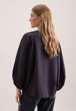 Blusenshirt mit Volumenärmel aus strukturierter Viskose in Grau |  Seidensticker Onlineshop