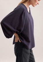 Blusenshirt mit Volumenärmel aus strukturierter Viskose in Grau |  Seidensticker Onlineshop