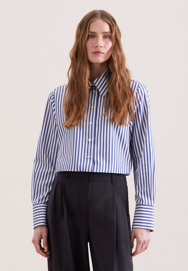 Hemdbluse in A- Linie aus Baumwolltwill in Mittelblau |  Seidensticker Onlineshop