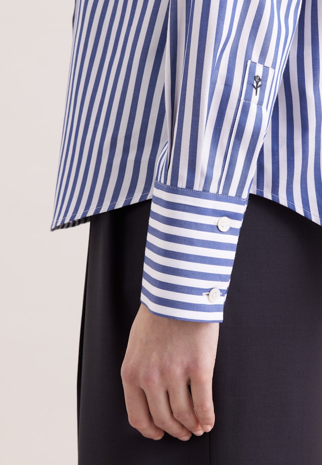 Hemdbluse in A- Linie aus Baumwolltwill in Mittelblau |  Seidensticker Onlineshop