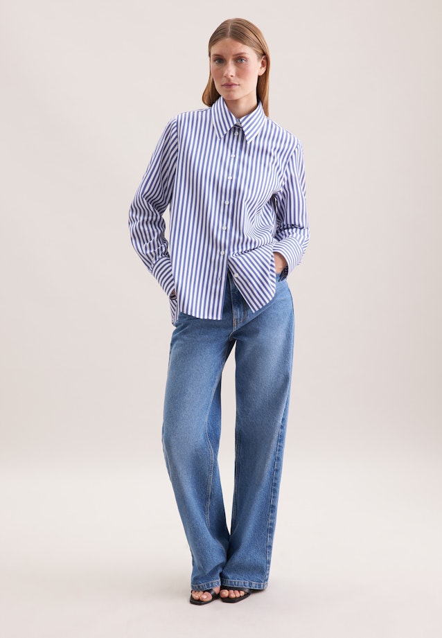 Hemdbluse in A- Linie aus Baumwolltwill in Dunkelblau |  Seidensticker Onlineshop