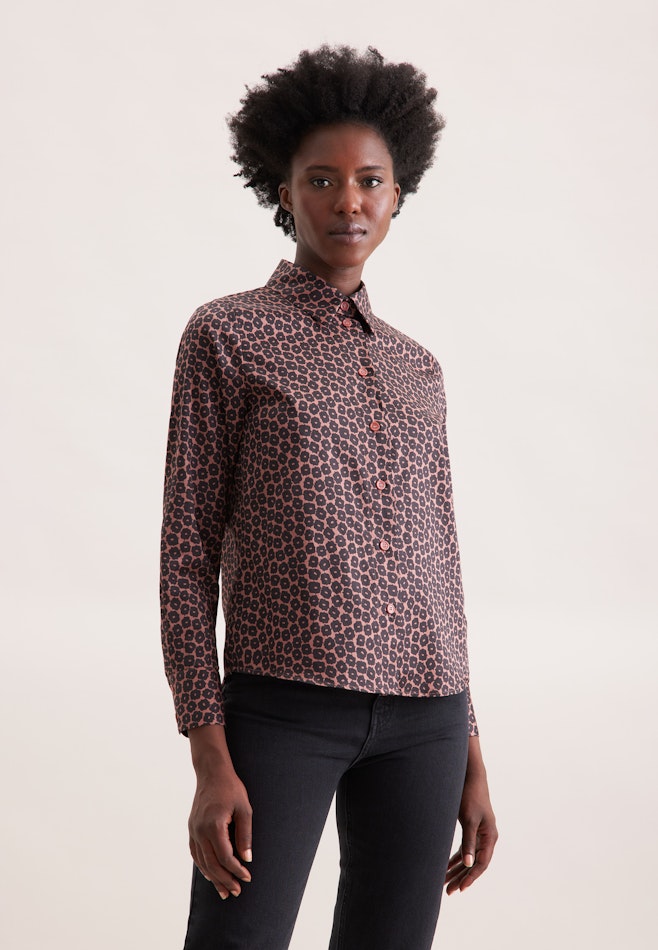 Hemdbluse aus Baumwollsatin mit Print in Rosa | Seidensticker online shop