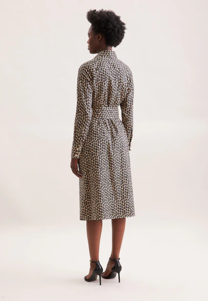 Printed cotton satin shirt dress in Ecru |  Seidensticker Onlineshop