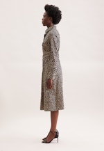 Hemdblusenkleid aus Baumwollsatin mit Print in Weiß |  Seidensticker Onlineshop