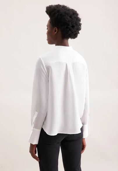 Stehkragenbluse mit hoher Manschette in Ecru |  Seidensticker Onlineshop
