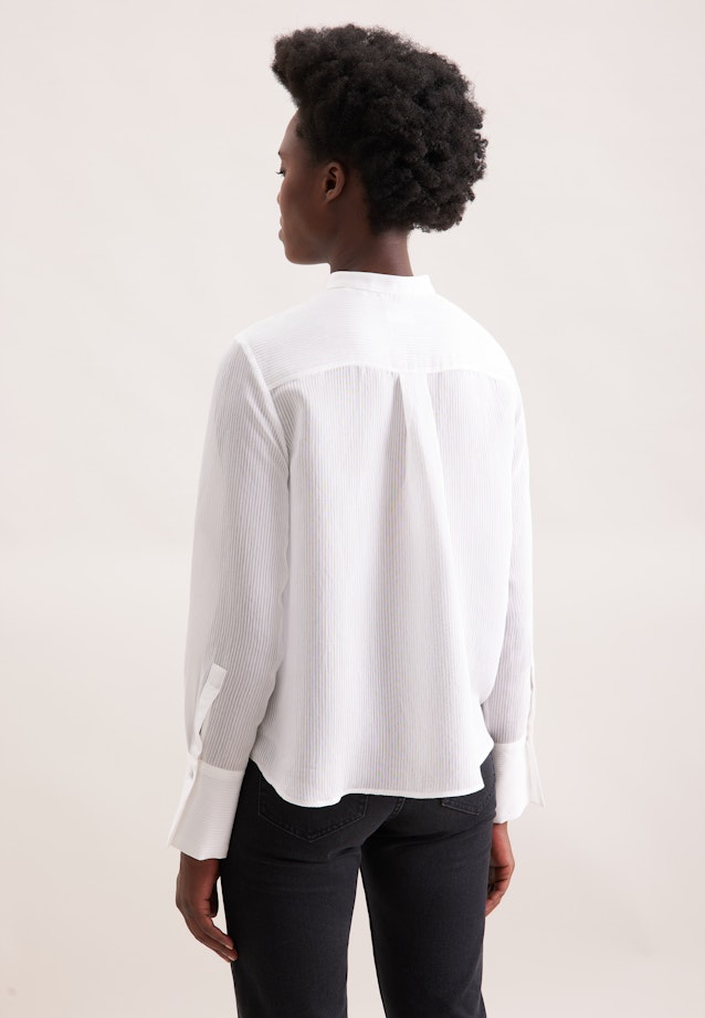 Stehkragenbluse mit hoher Manschette in Weiß |  Seidensticker Onlineshop