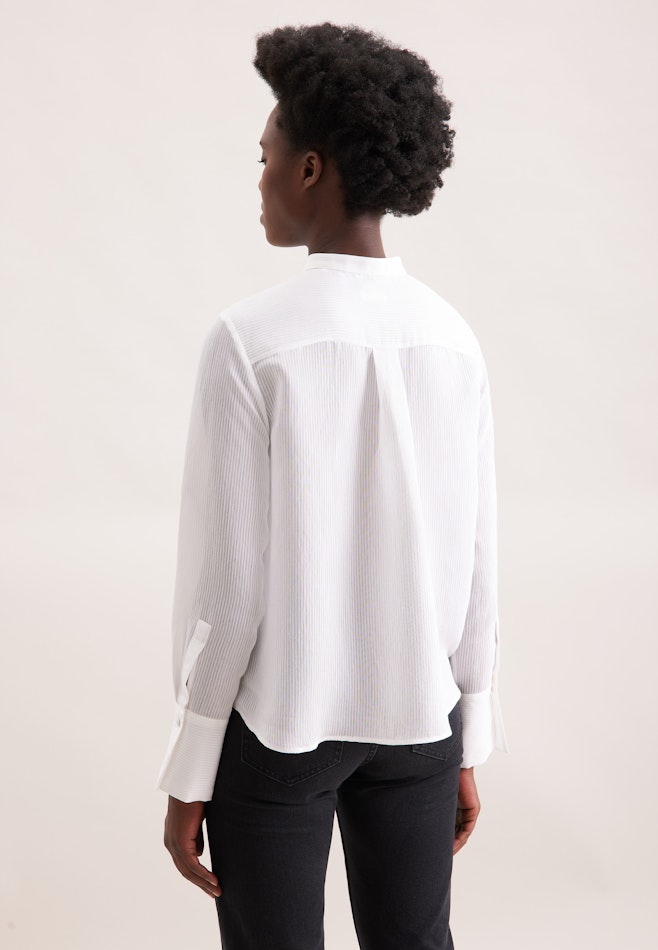 Stehkragenbluse mit hoher Manschette in Weiß | Seidensticker Onlineshop