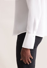 Semitransparente Stehkragenbluse mit hoher Manschette in Weiß |  Seidensticker Onlineshop