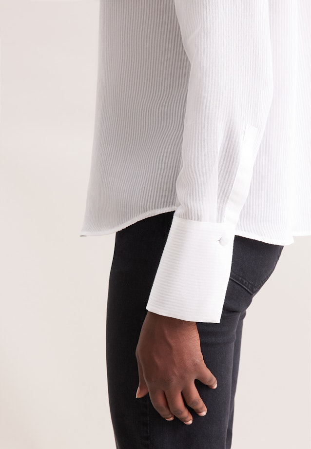 Stehkragenbluse mit hoher Manschette in Weiß |  Seidensticker Onlineshop