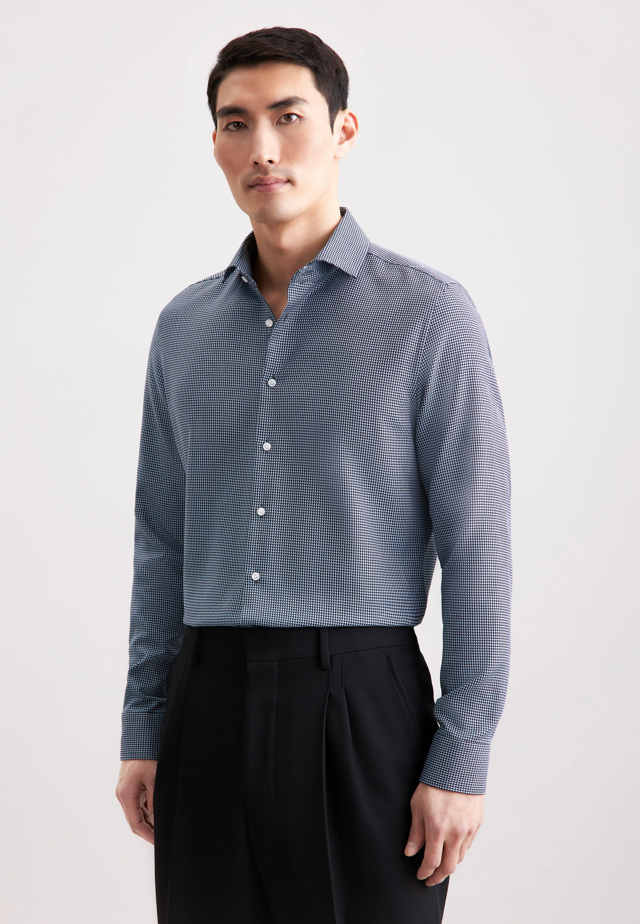 Slim Business Hemd Pepita Blau