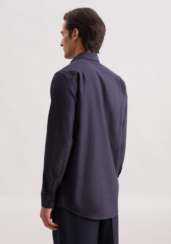 Regular Chemise en flanelle Uni dans Bleu Foncé | Boutique en ligne Seidensticker