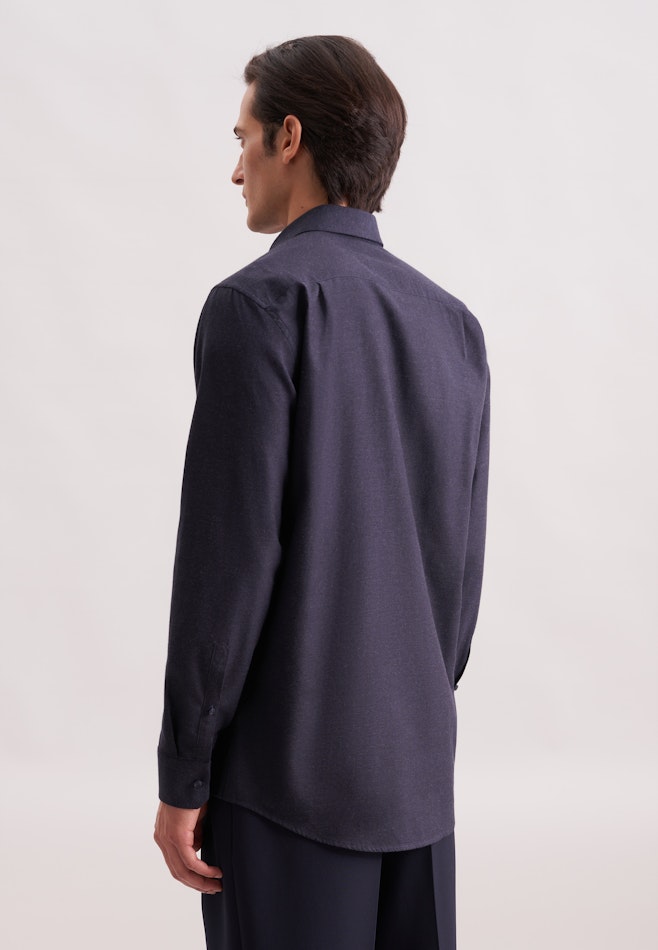 Regular Flanellhemd Uni in Dunkelblau | Seidensticker Onlineshop