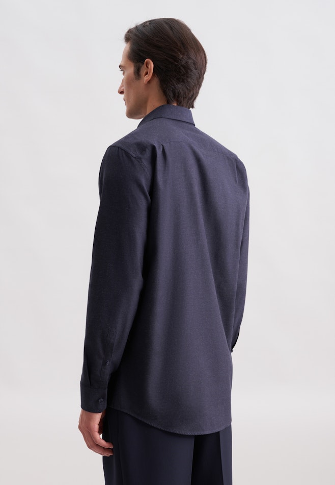 Regular Flannel shirt Uni in Dunkelblau | Seidensticker online shop