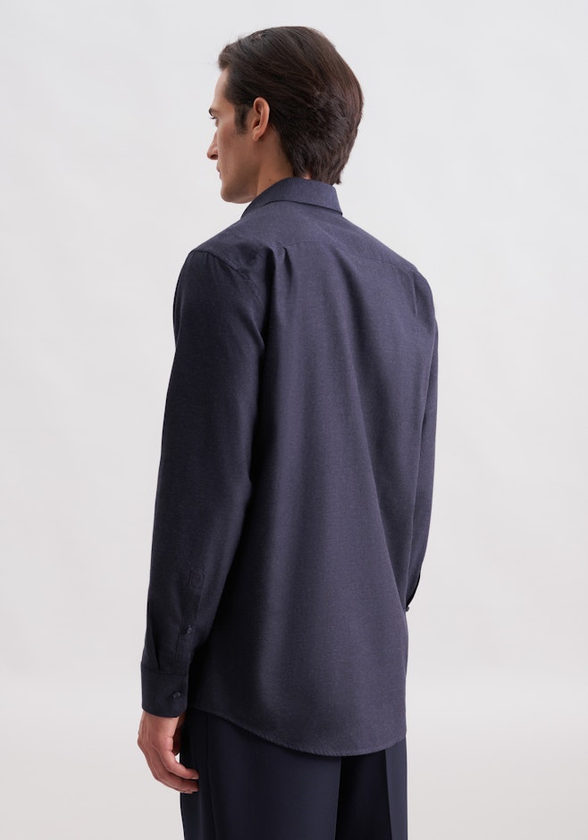 Regular Flanellhemd Uni in Dunkelblau | Seidensticker Onlineshop